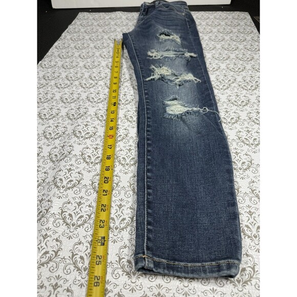 JUDY‎ BLUE Button-Fly Skinny Fit Jeans Womens Sz 0 24 Med Blue High Rise Stretch - Picture 2 of 9